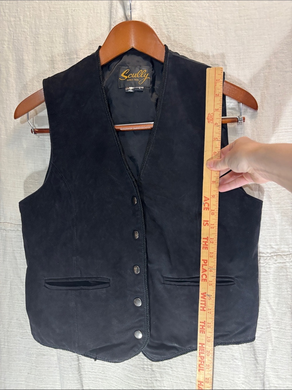 Scully Black Suede Button Front Vest Genuine Leather - Picture 6 of 8